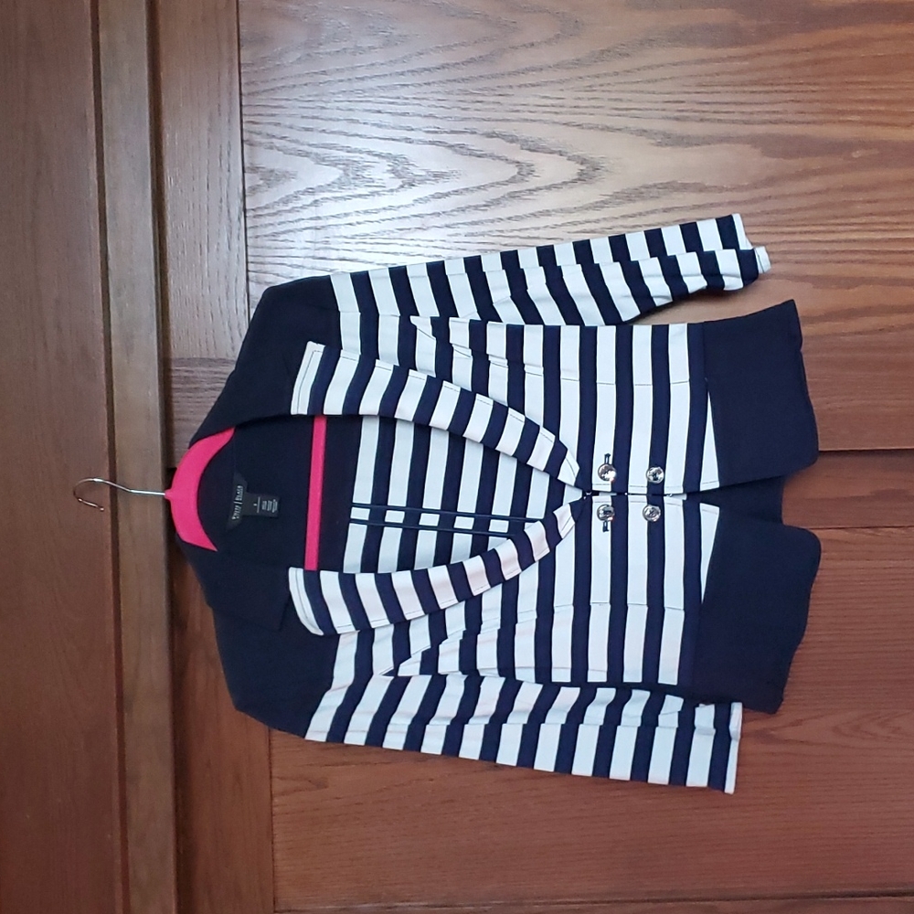 Navy and White Striped WHBM Jacket
